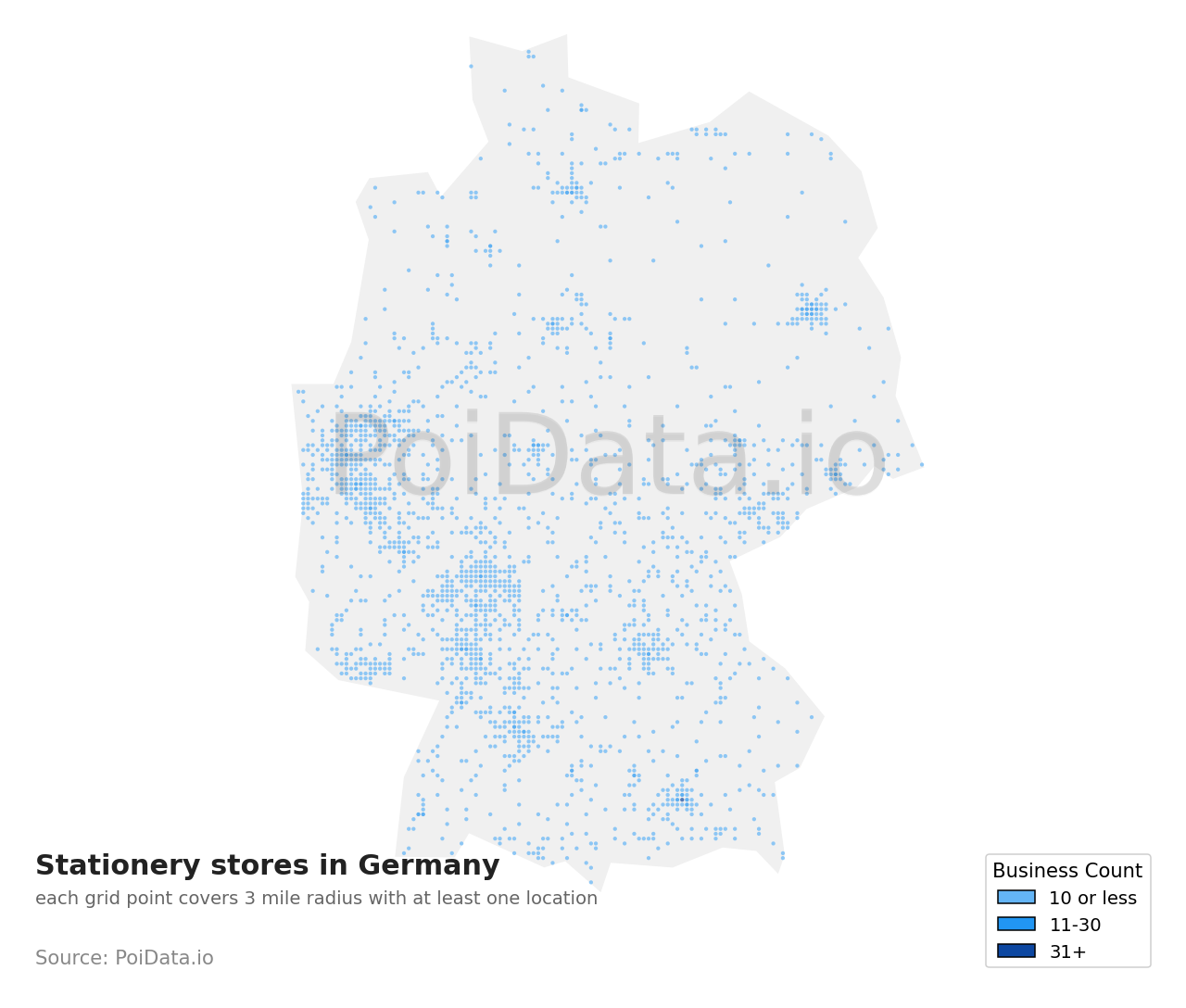 Stationery store density map for Germany