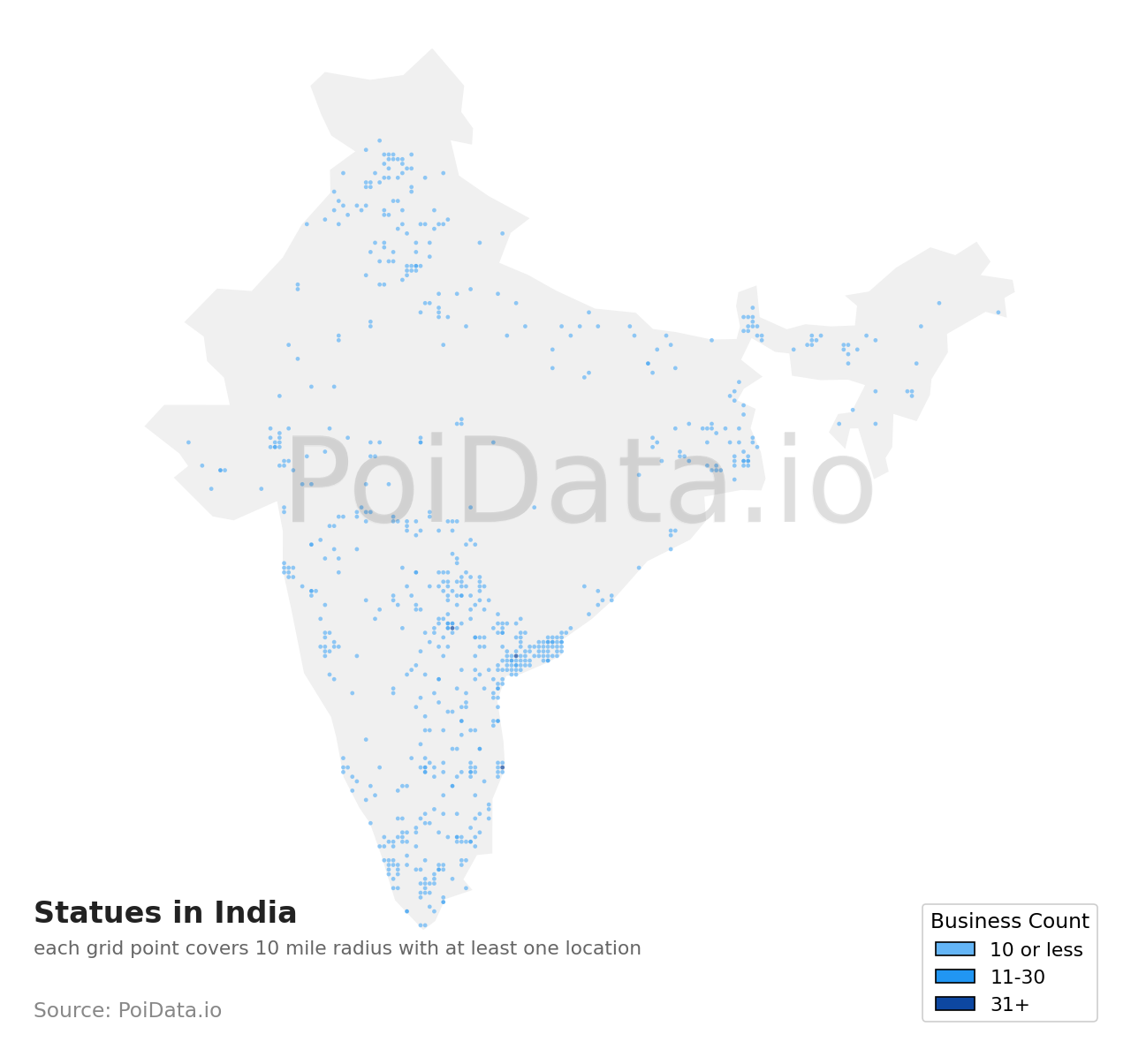 Statue density map for India