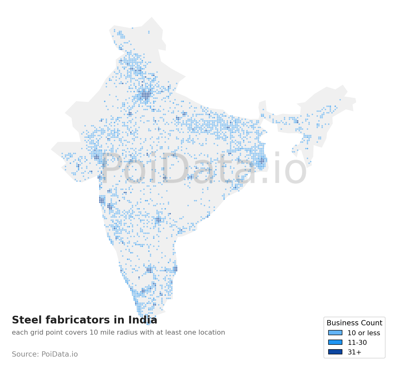 Steel fabricator density map for India