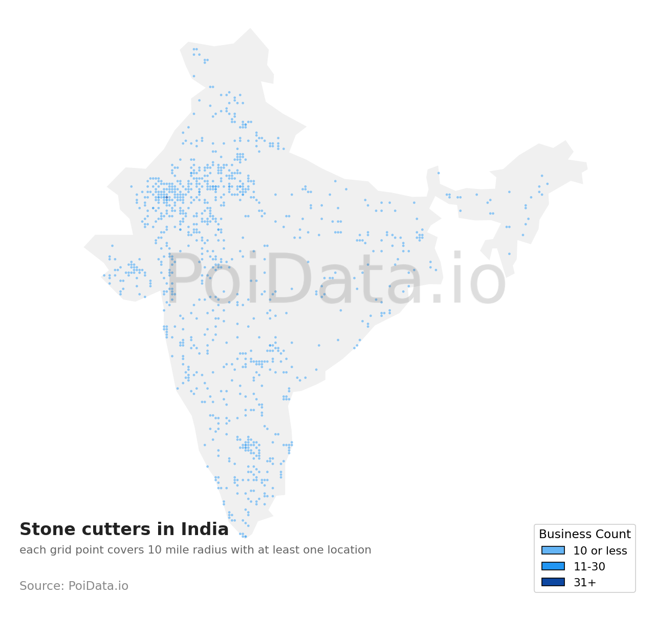 Stone cutter density map for India