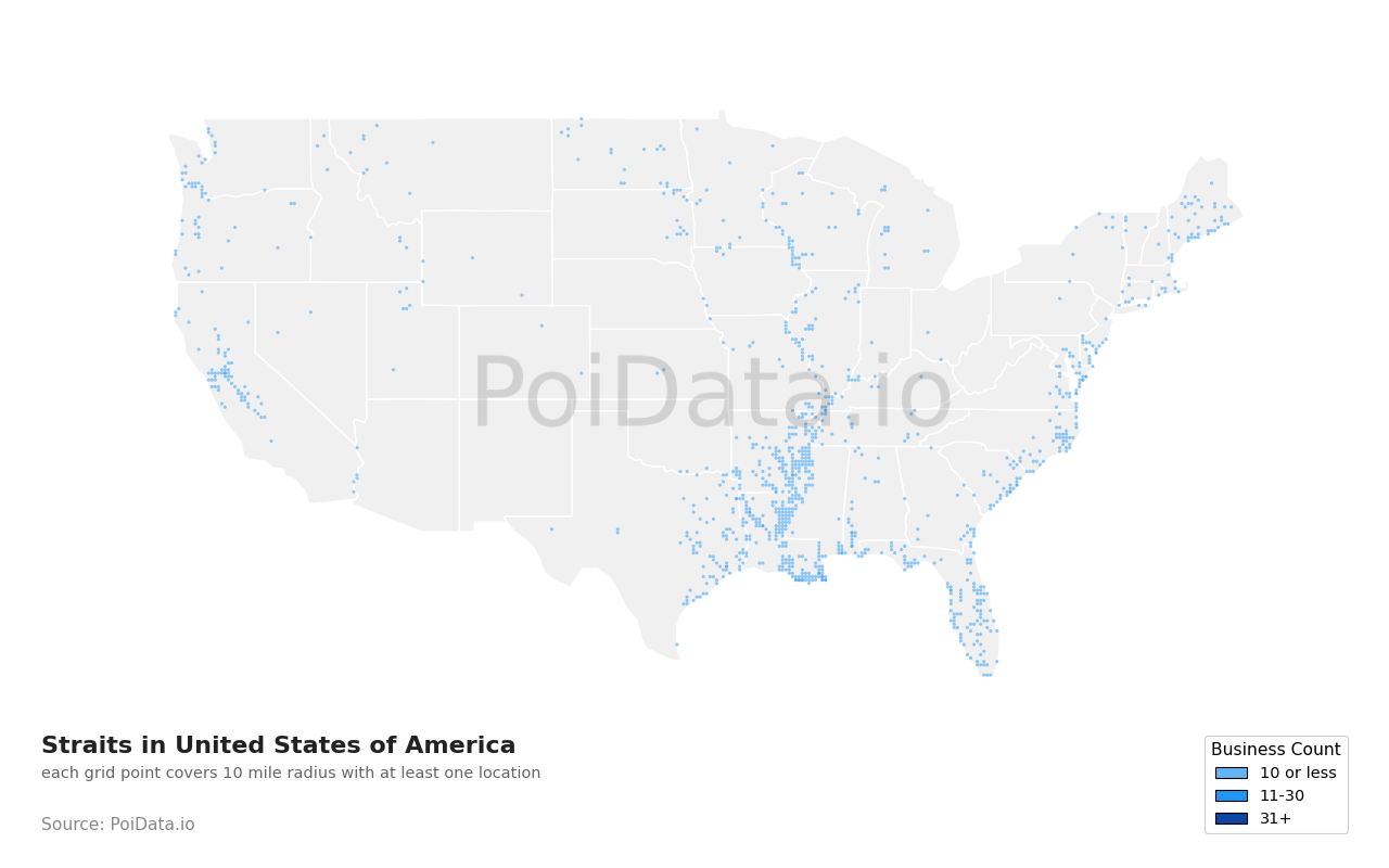 Strait density map for United States