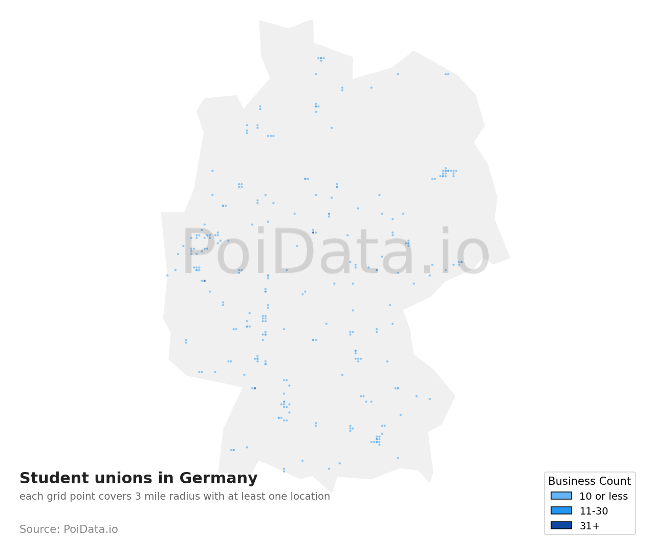 Student union density map for Germany