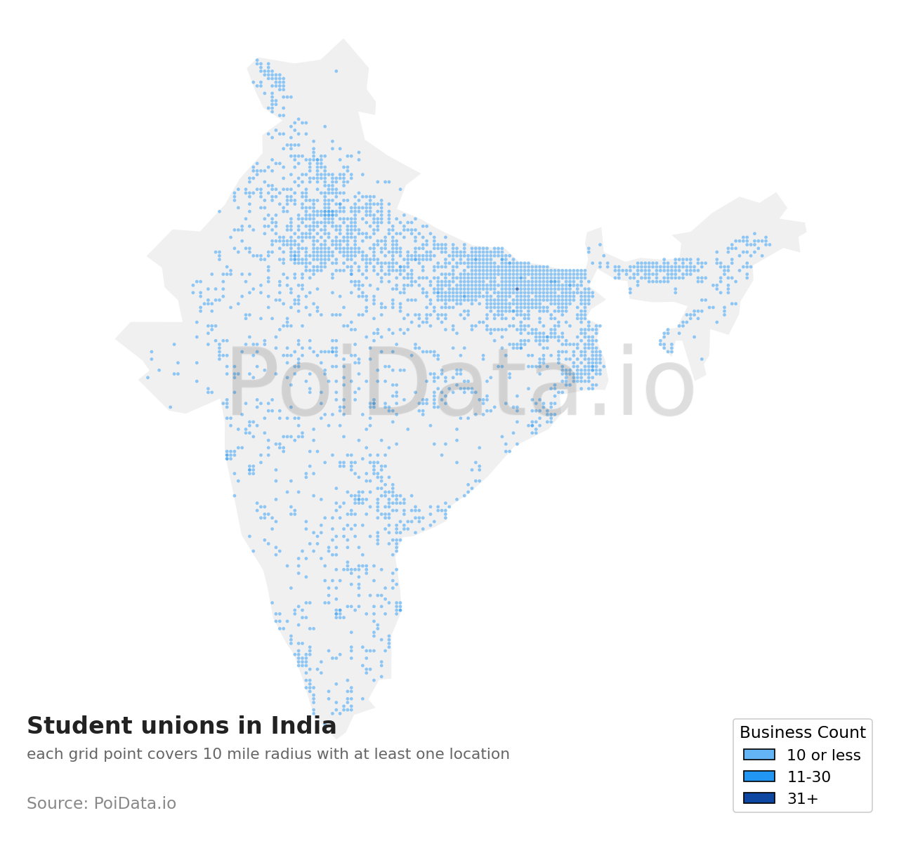 Student union density map for India