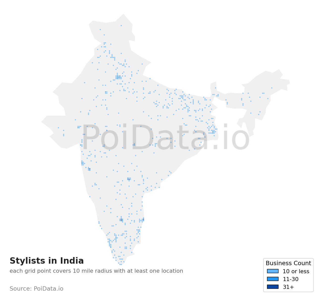 Stylist density map for India