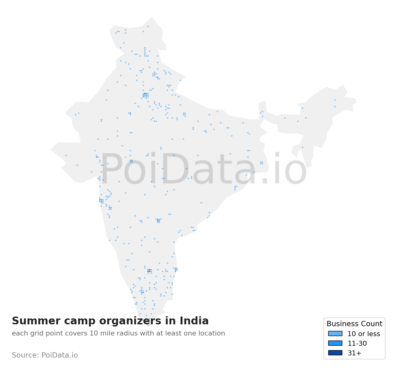 Summer camp organizer density map for India