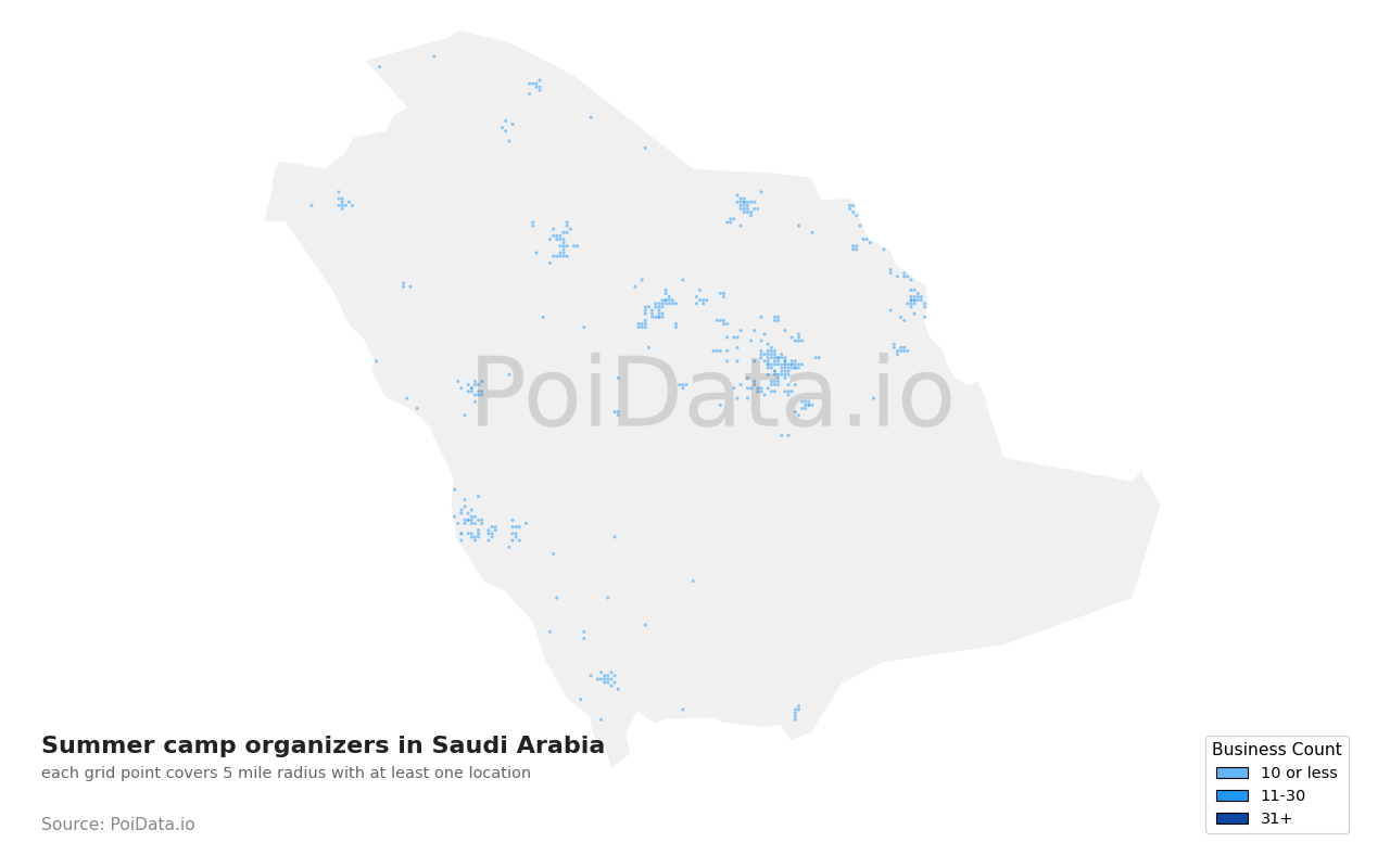 Summer camp organizer density map for Saudi Arabia