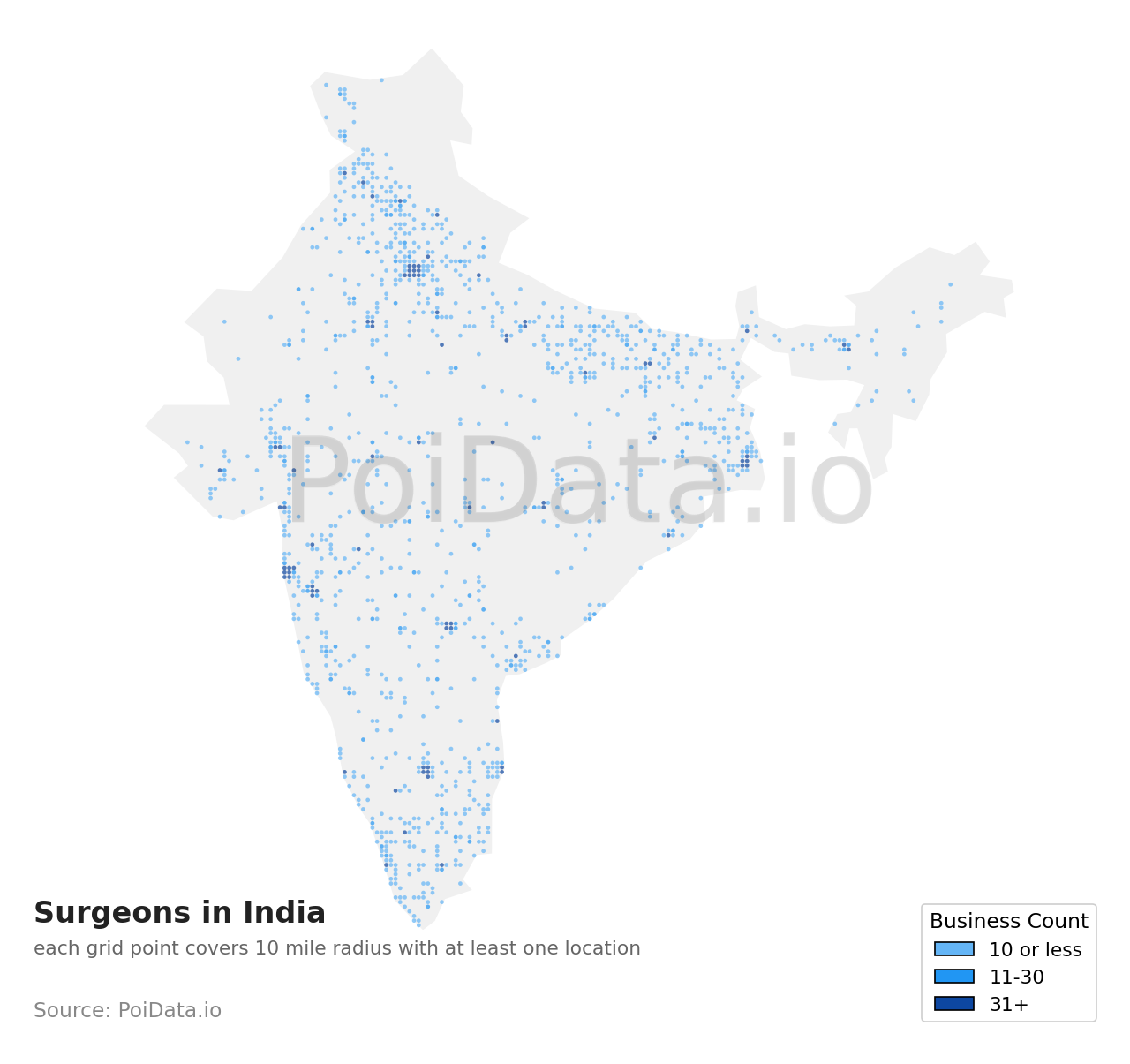 Surgeon density map for India