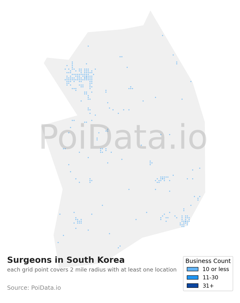 Surgeon density map for South Korea