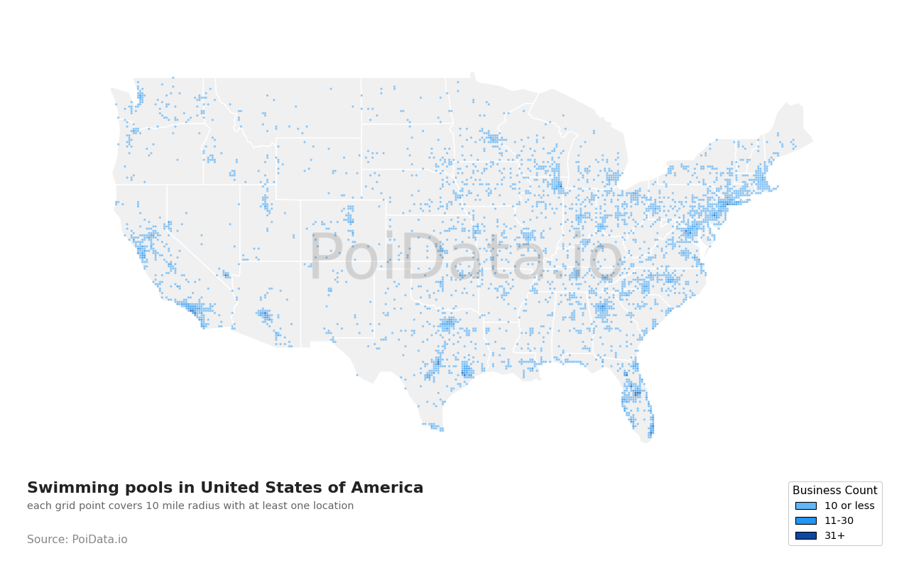 Swimming pool density map for Michigan, United States