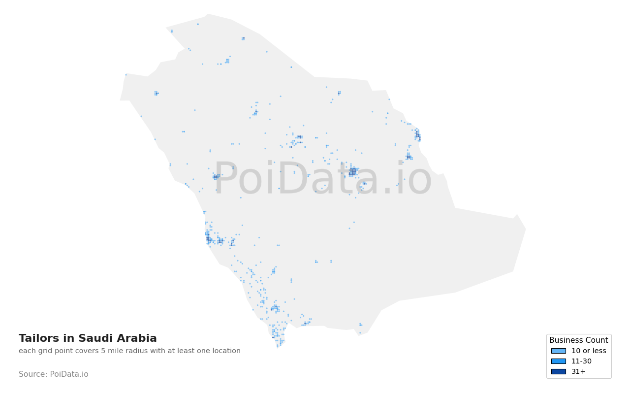 Tailor density map for Saudi Arabia