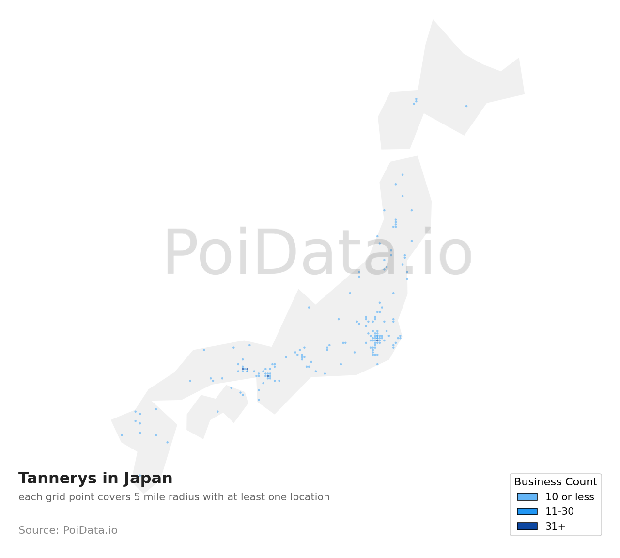 Tannery density map for Japan