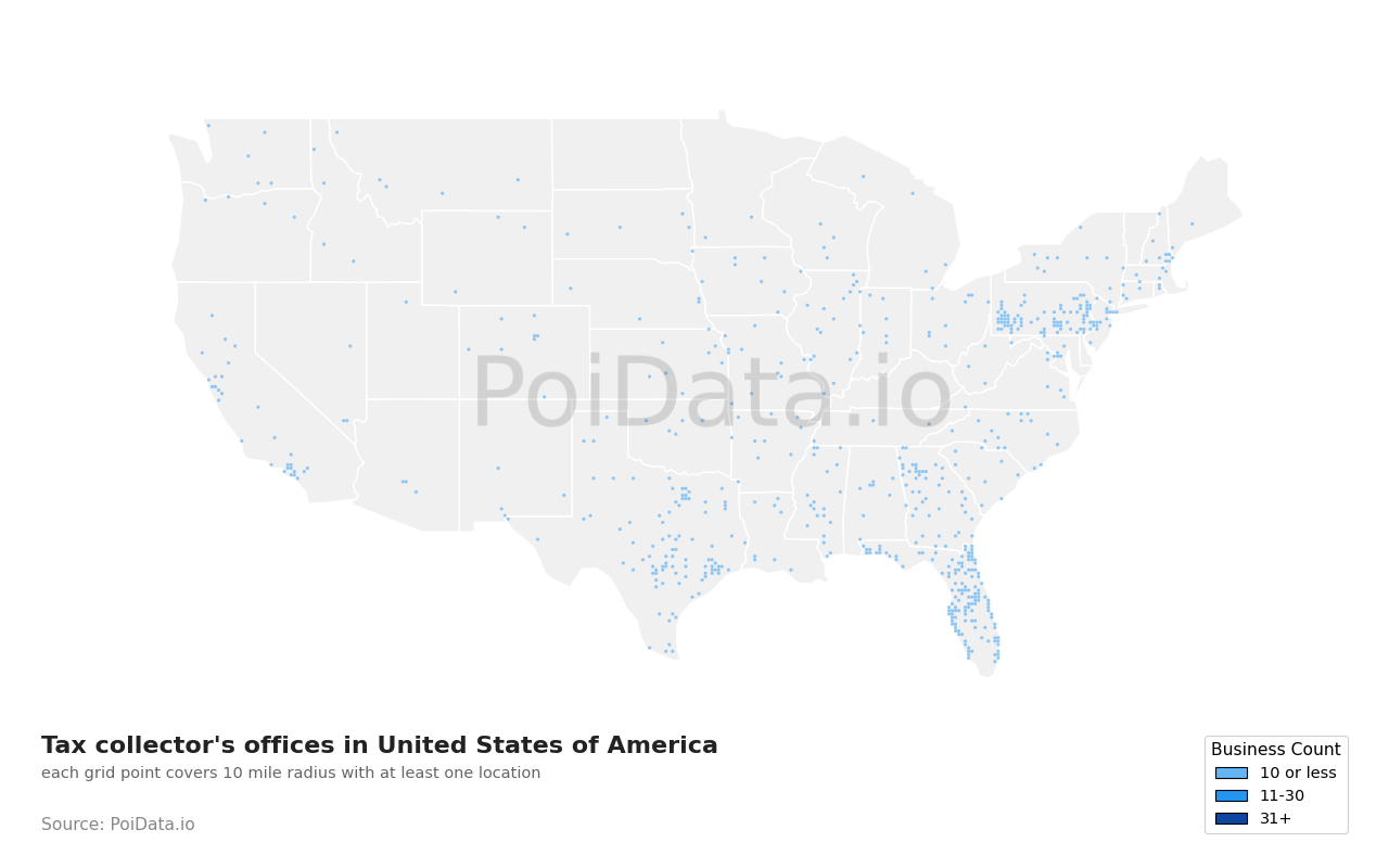 Tax collector's office density map for Florida, United States