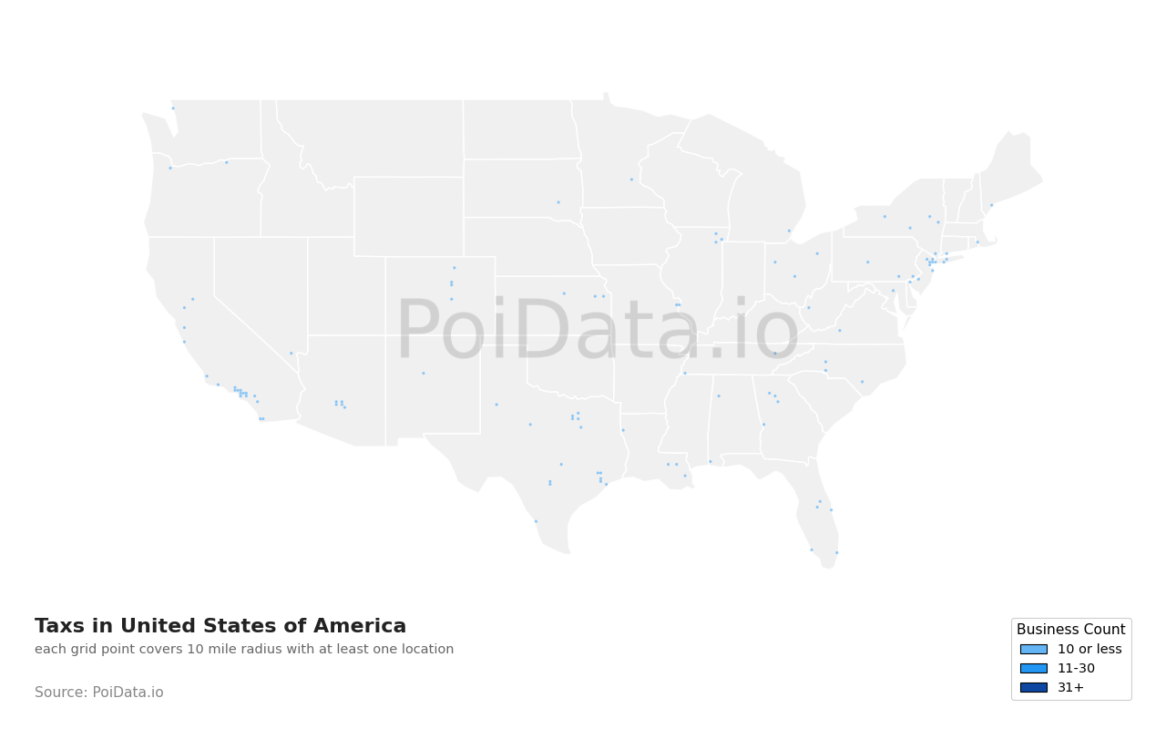 Tax density map for Florida, United States