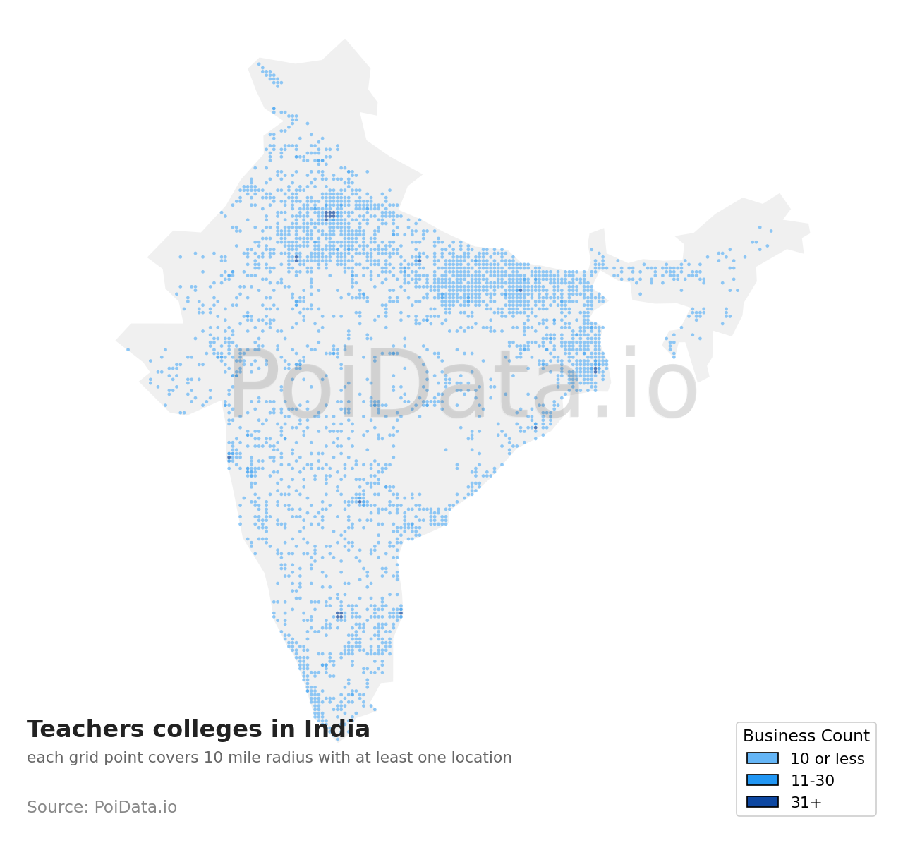 Teachers college density map for India