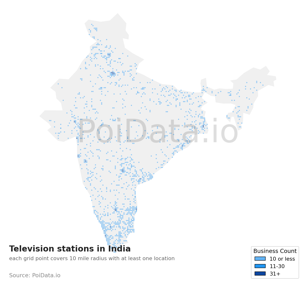 Television station density map for India