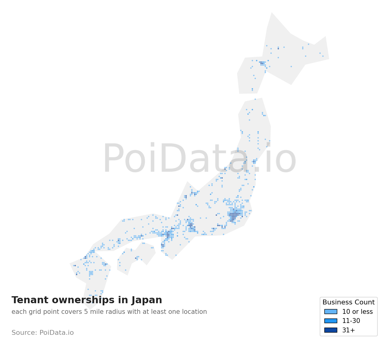 Tenant ownership density map for Japan
