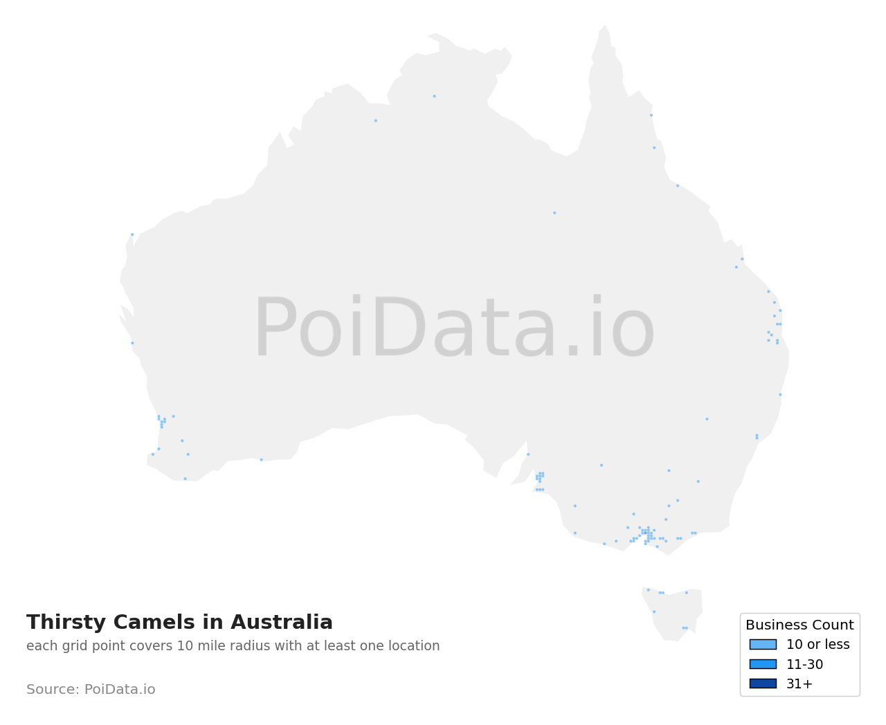 Thirsty Camel density map for Australia