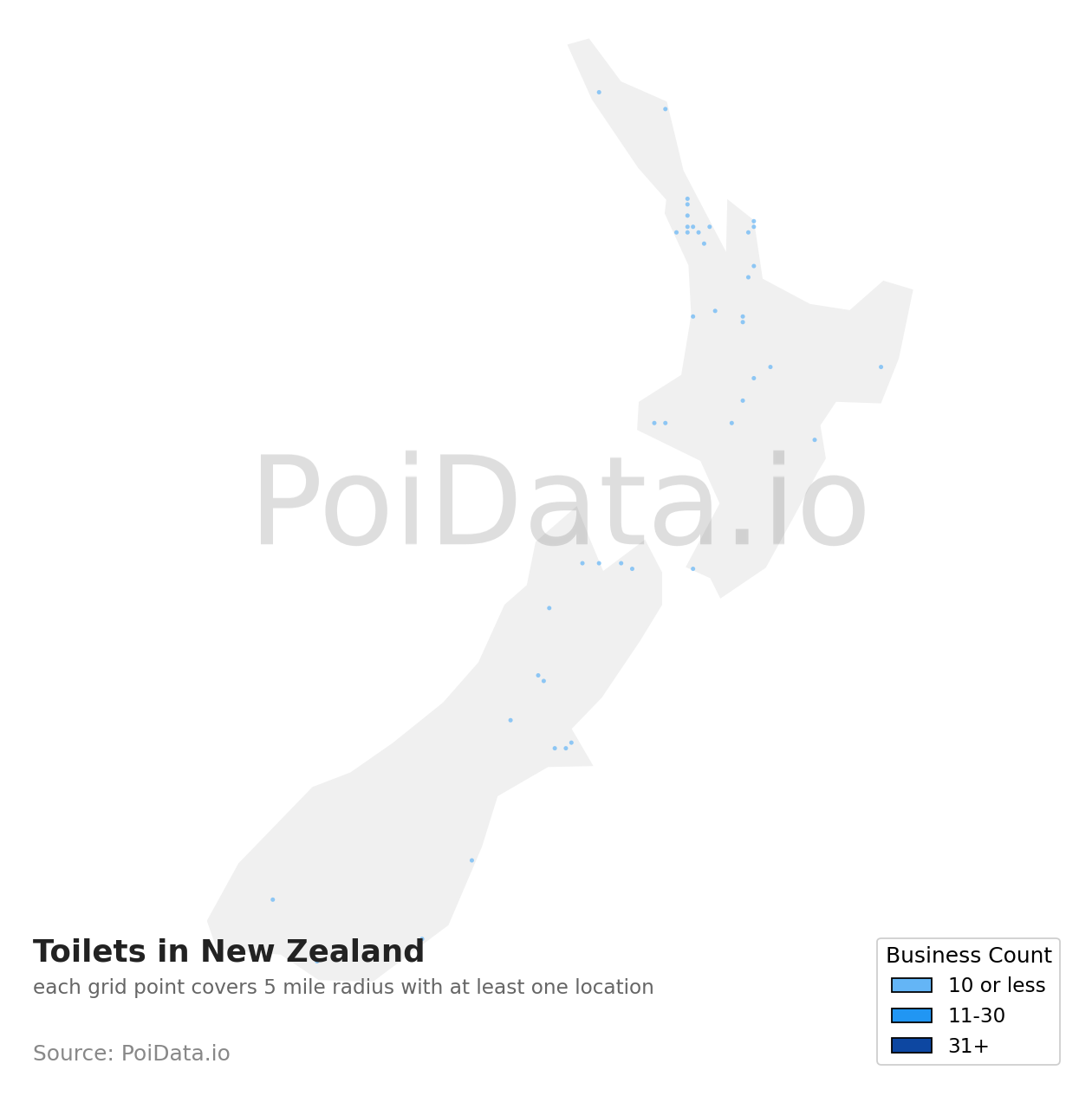 Toilet density map for New Zealand