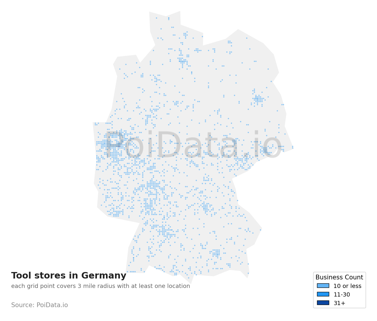 Tool store density map for Germany