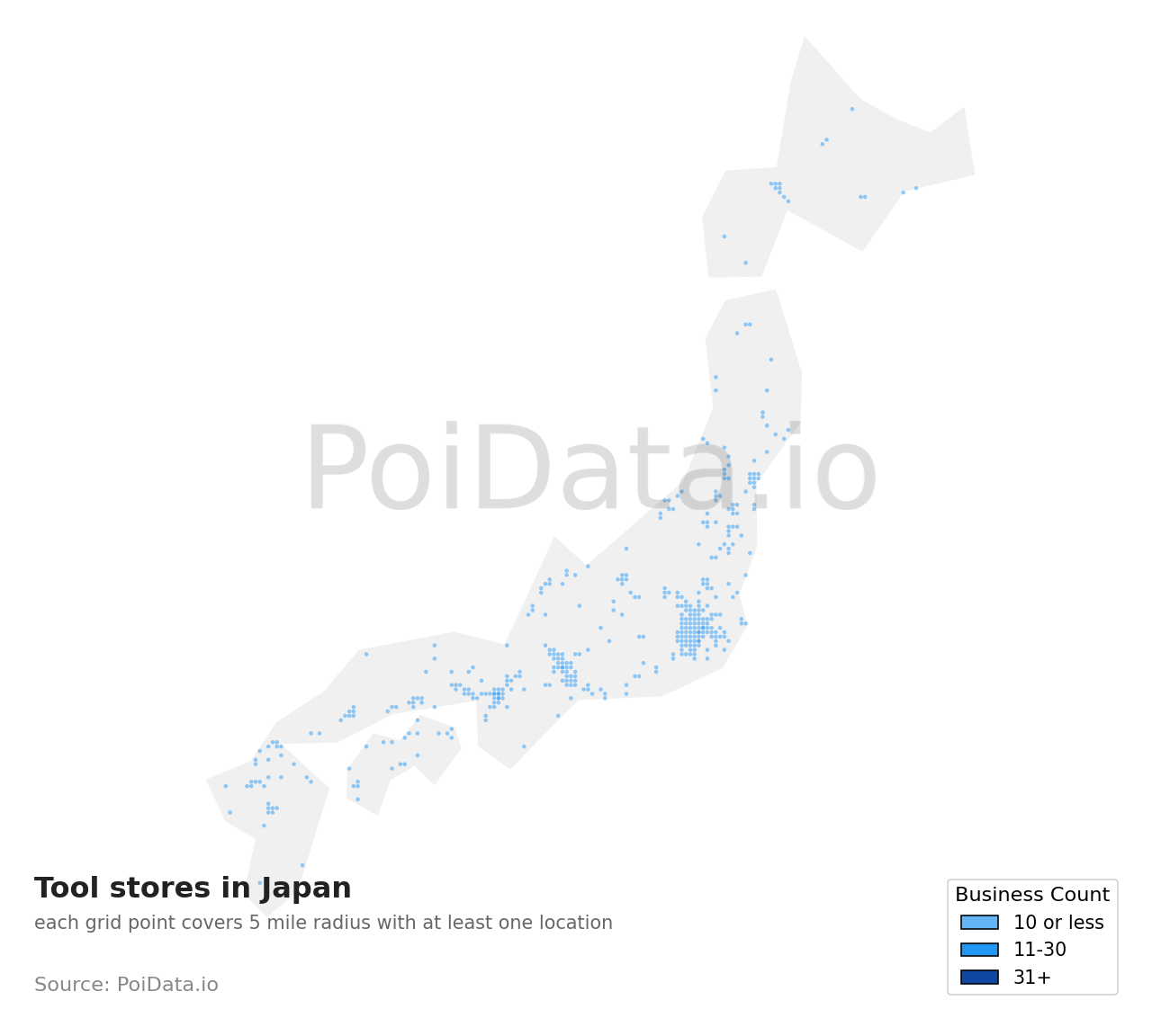 Tool store density map for Motoyoshi District, Miyagi, Japan