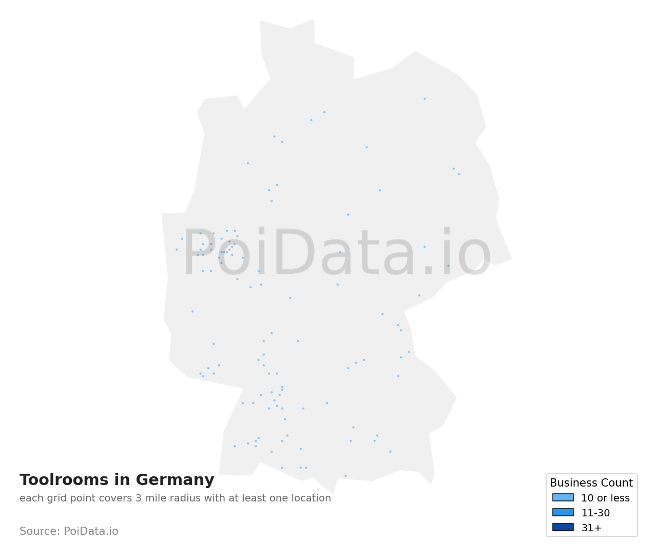 Toolroom density map for Germany