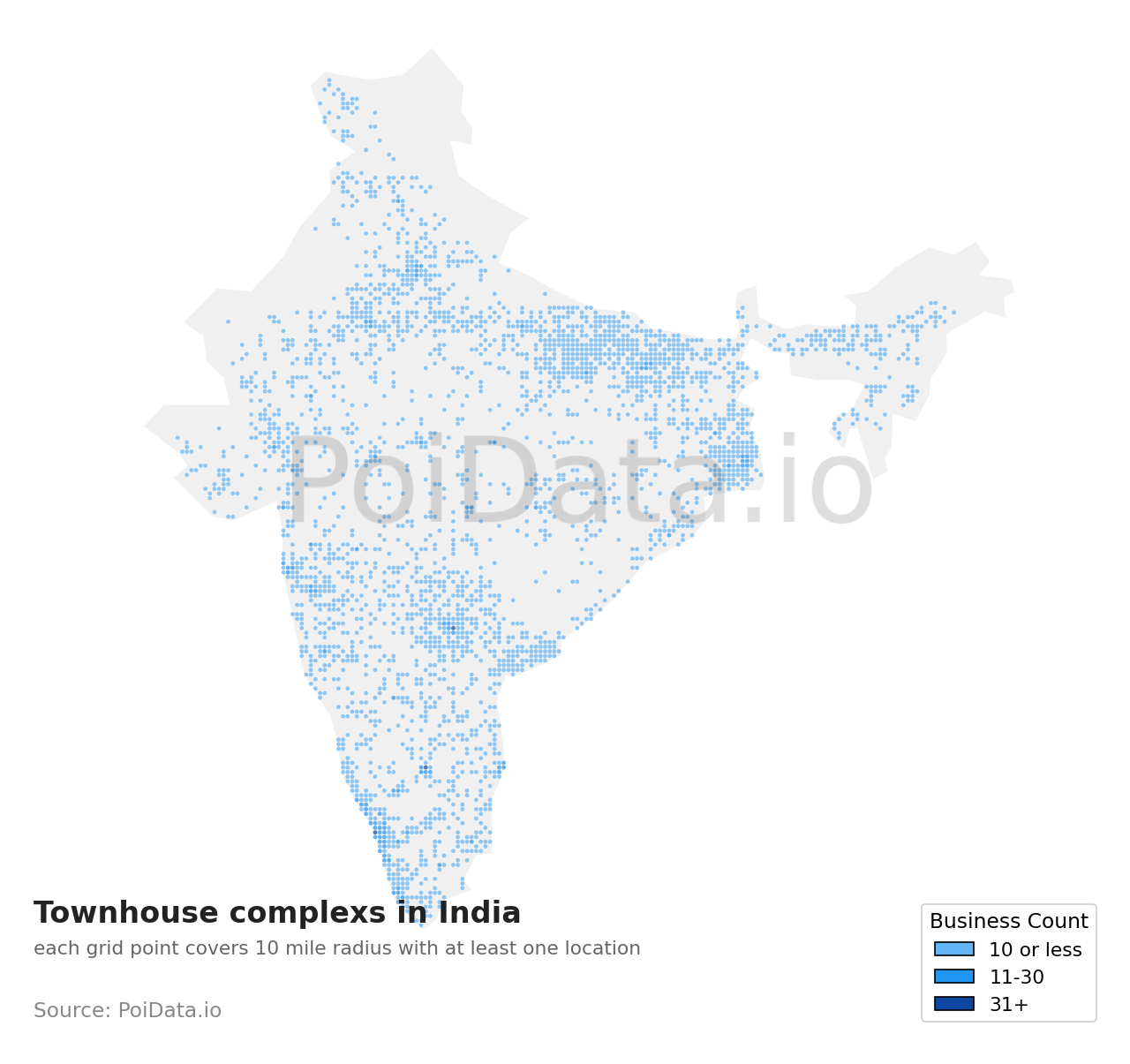 Townhouse complex density map for India