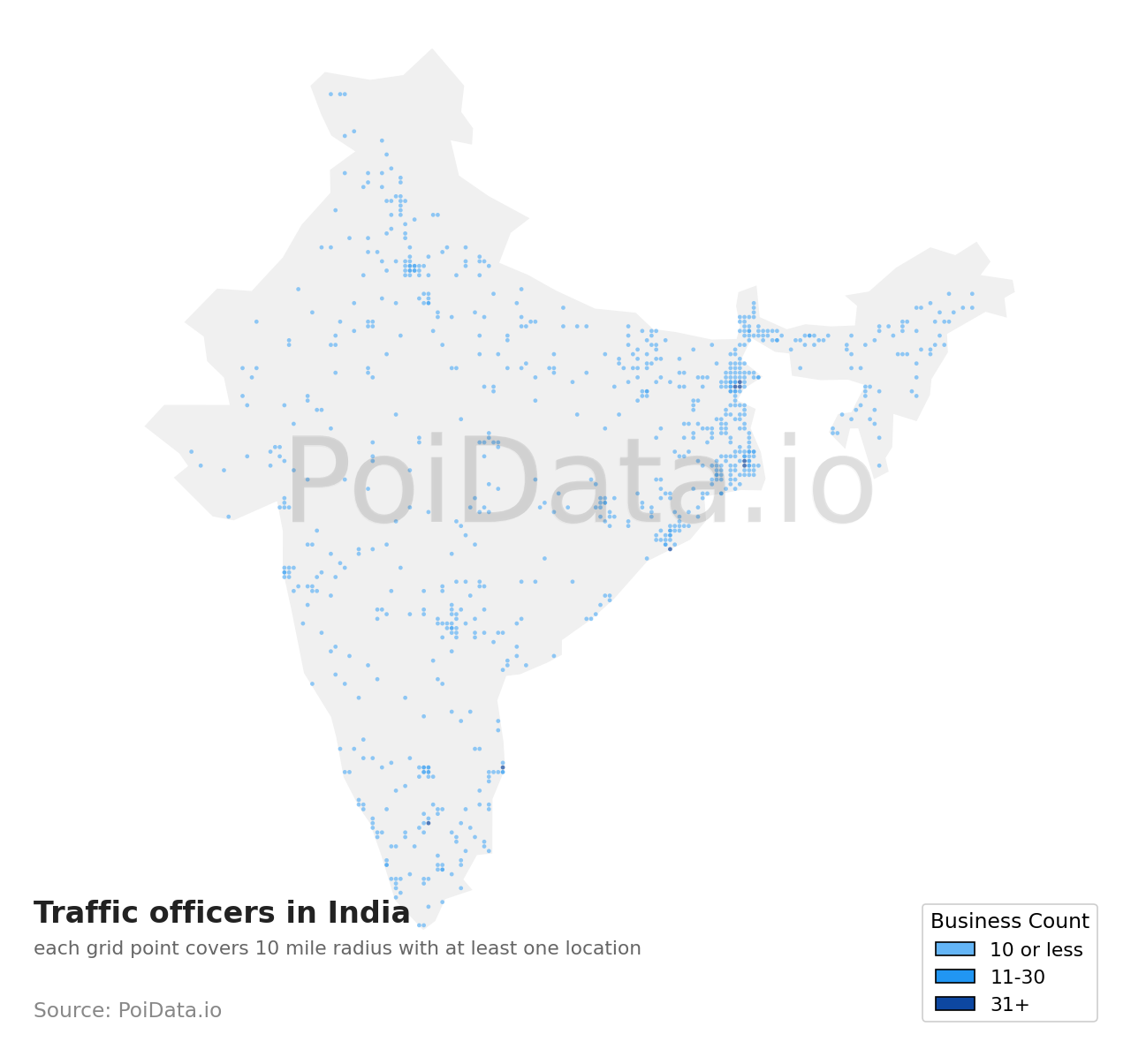 Traffic officer density map for India