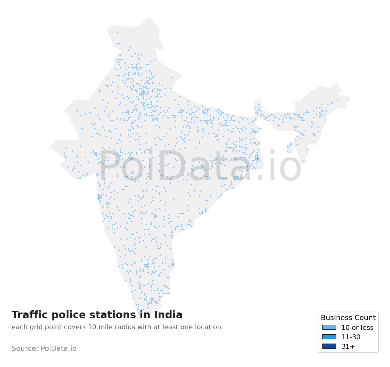 Traffic police station density map for India