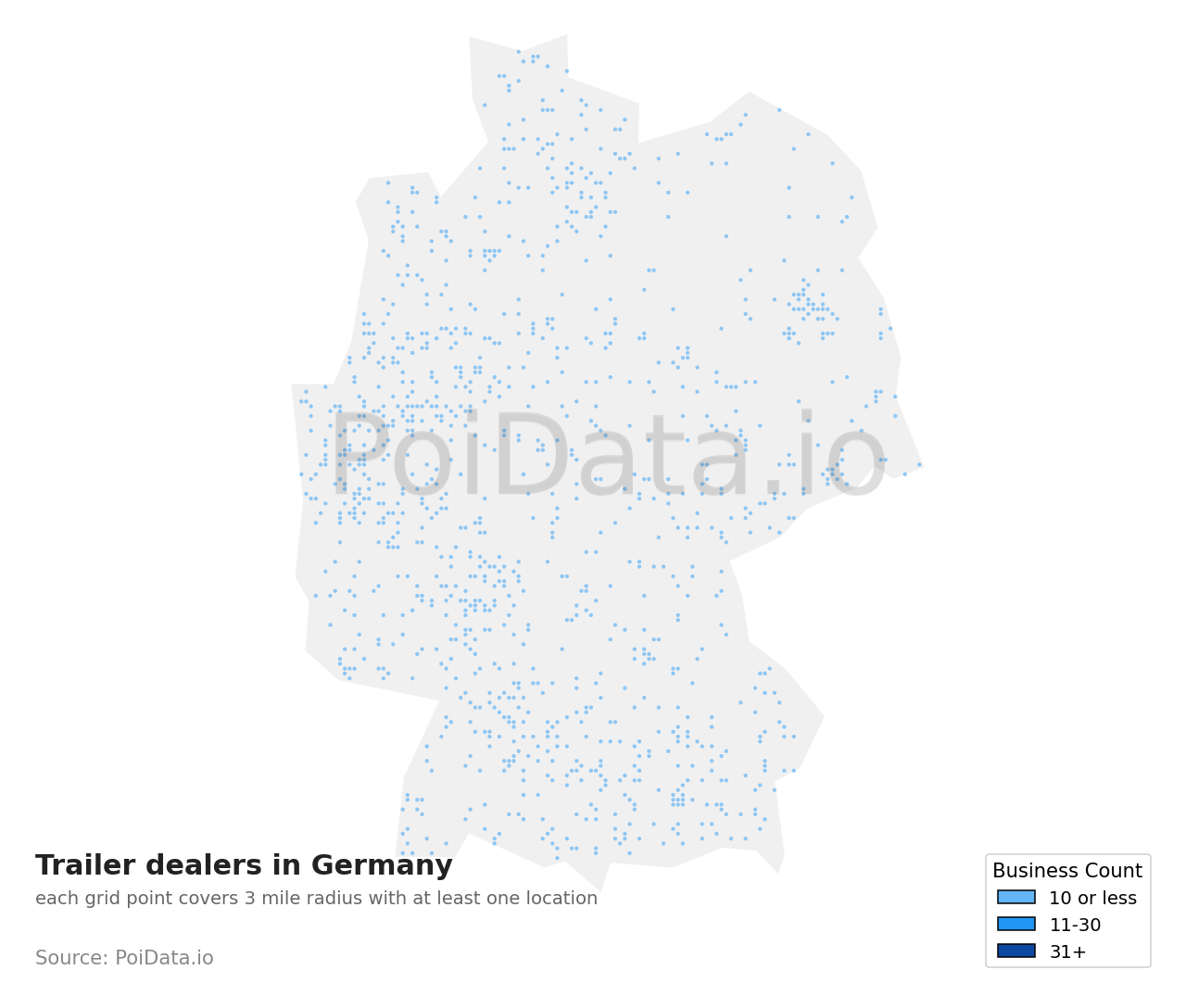 Trailer dealer density map for Germany