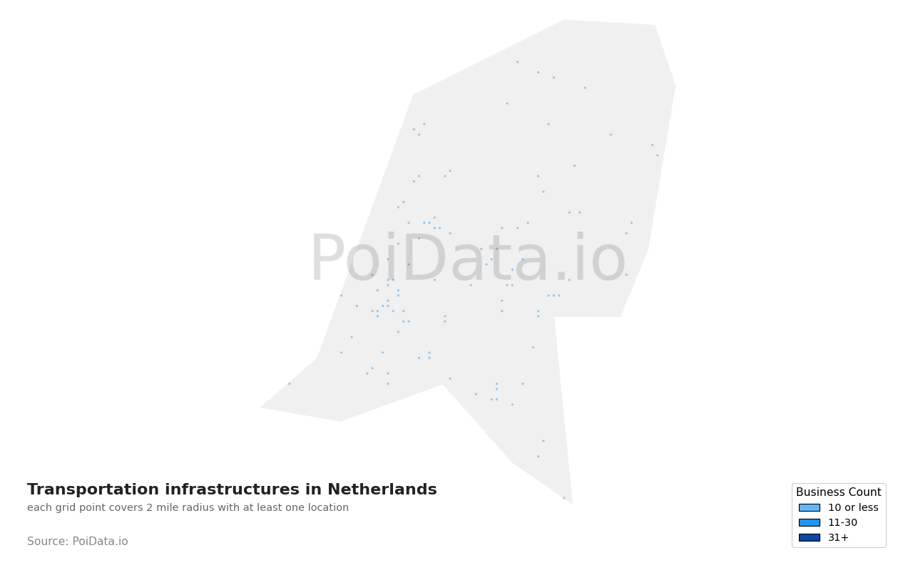 Transportation infrastructure density map for Netherlands