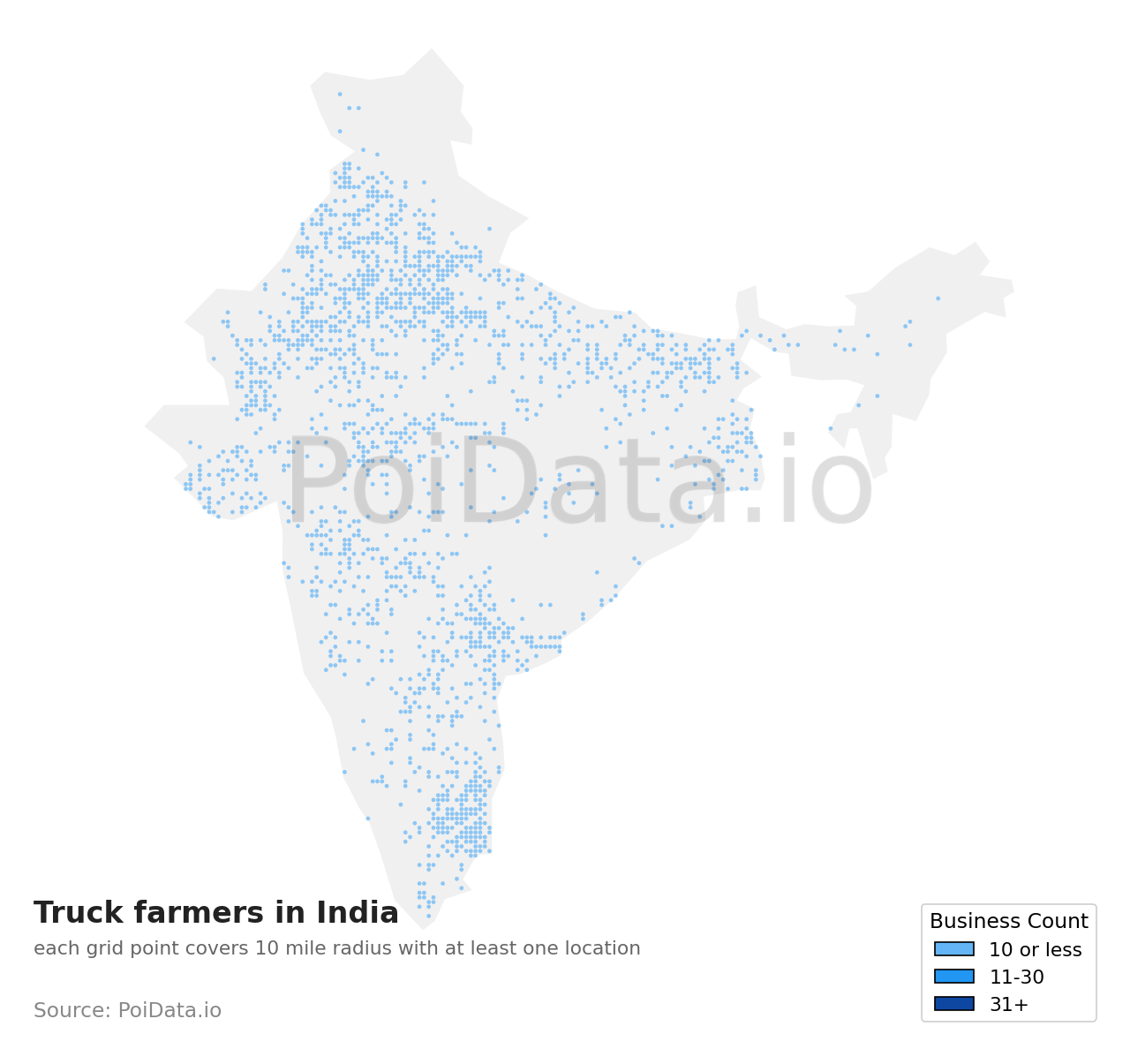 Truck farmer density map for India