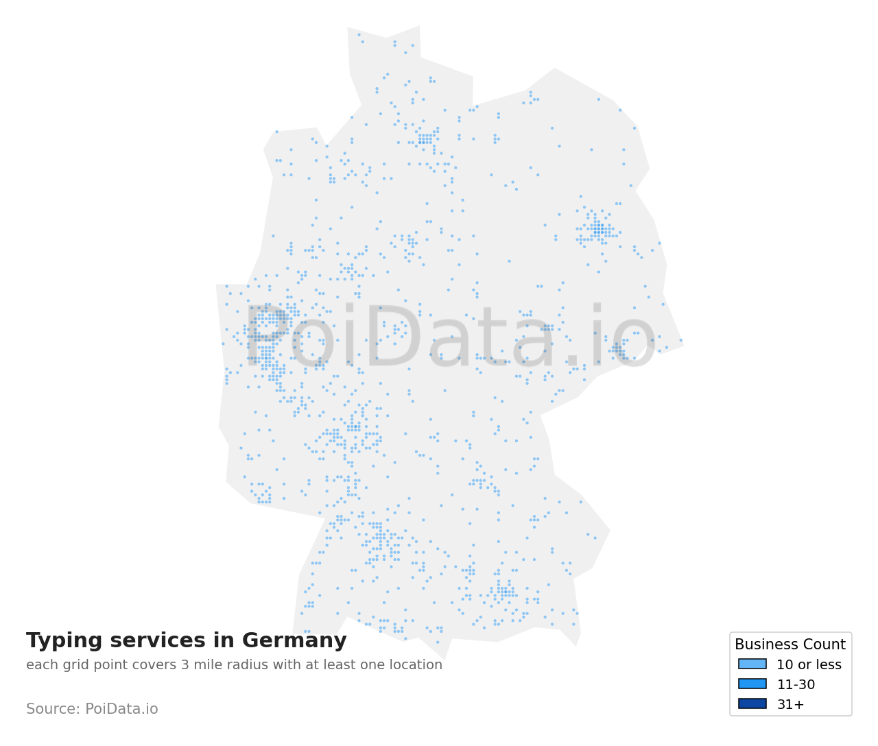 Typing service density map for Germany