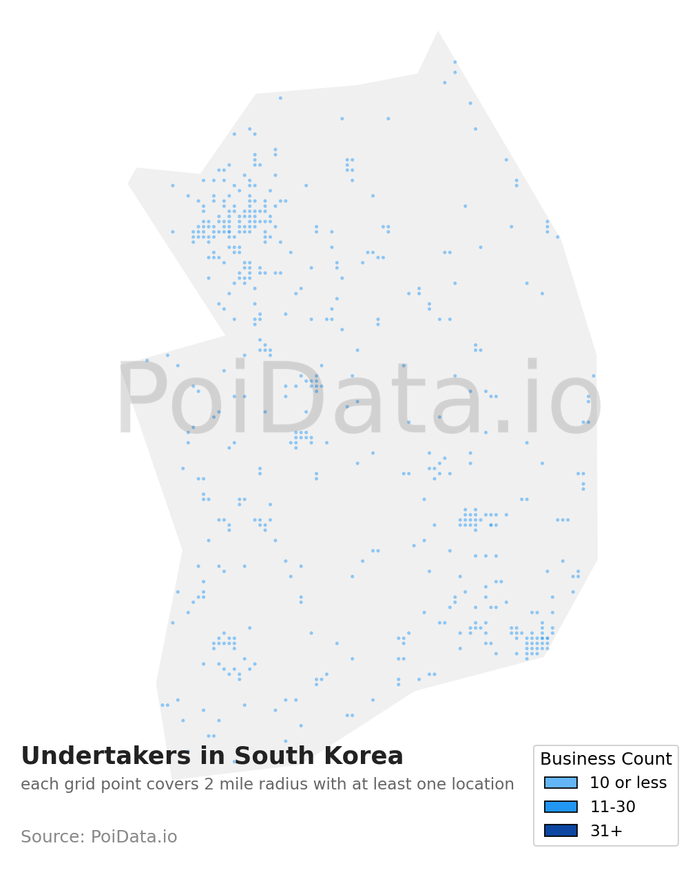 Undertaker density map for South Korea