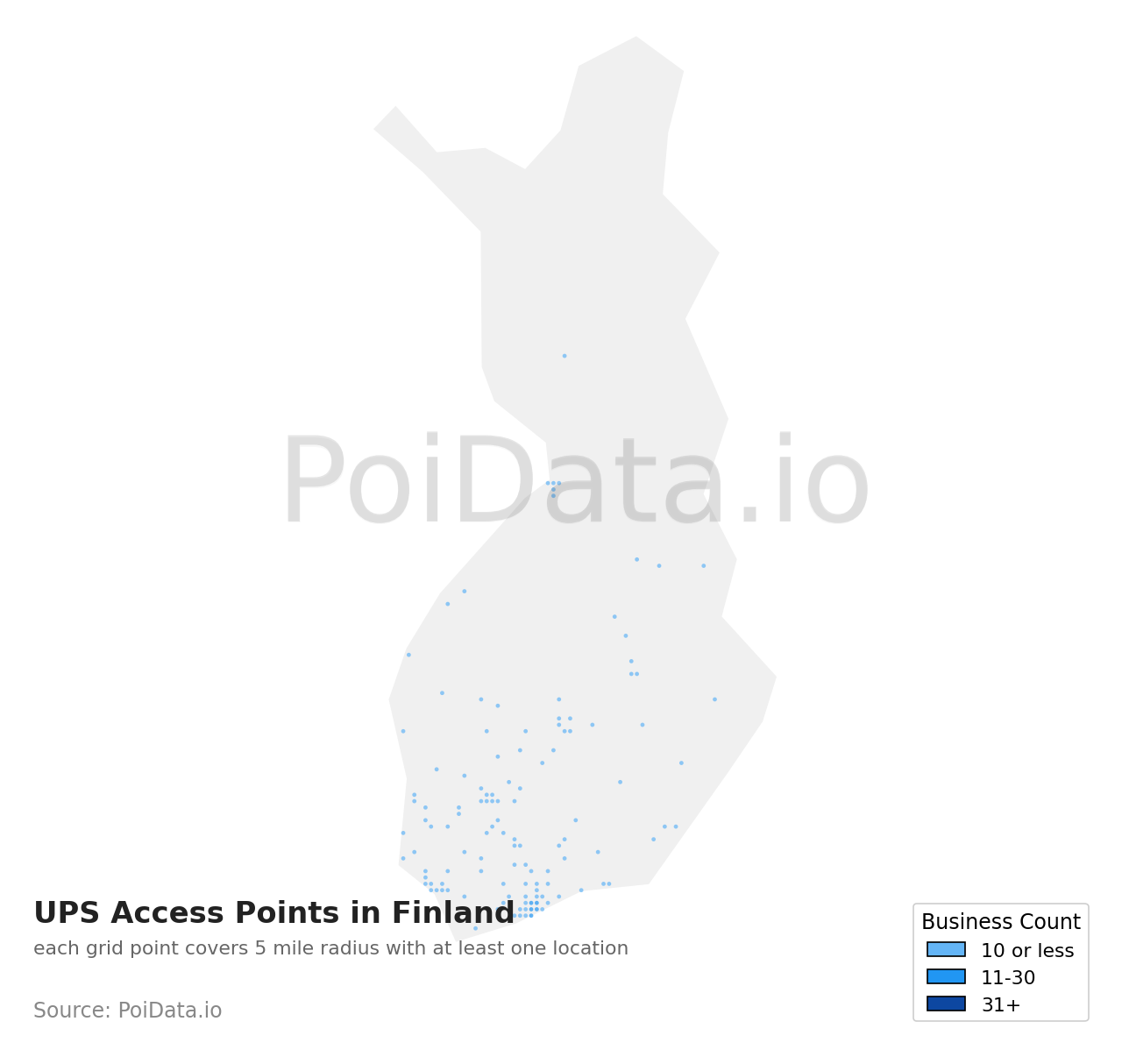UPS Access Point density map for Finland