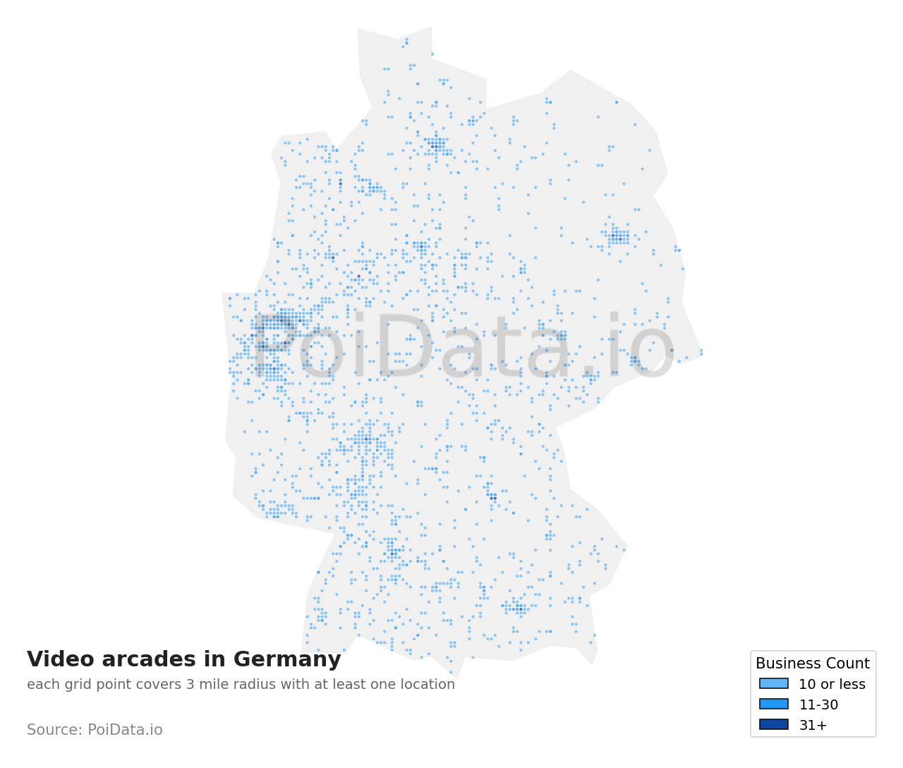 Video arcade density map for Germany