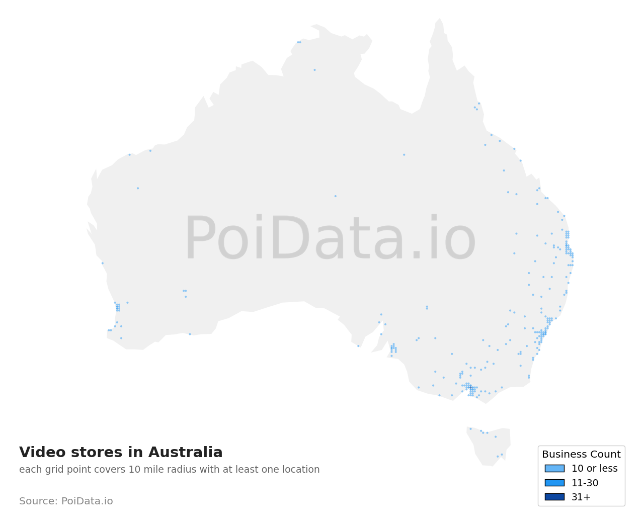 Video store density map for Australia