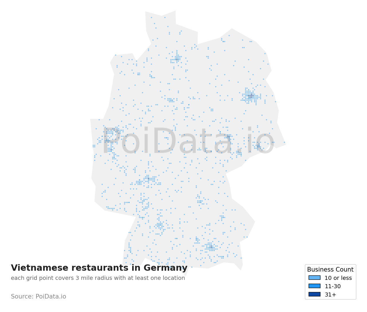 Vietnamese restaurant density map for Germany