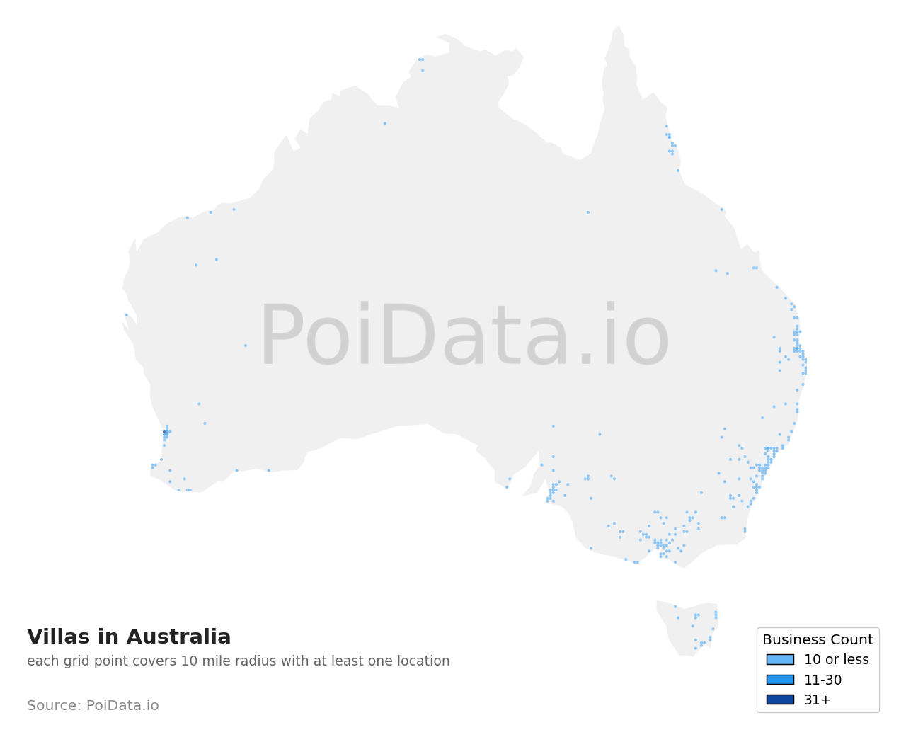 Villa density map for Australia