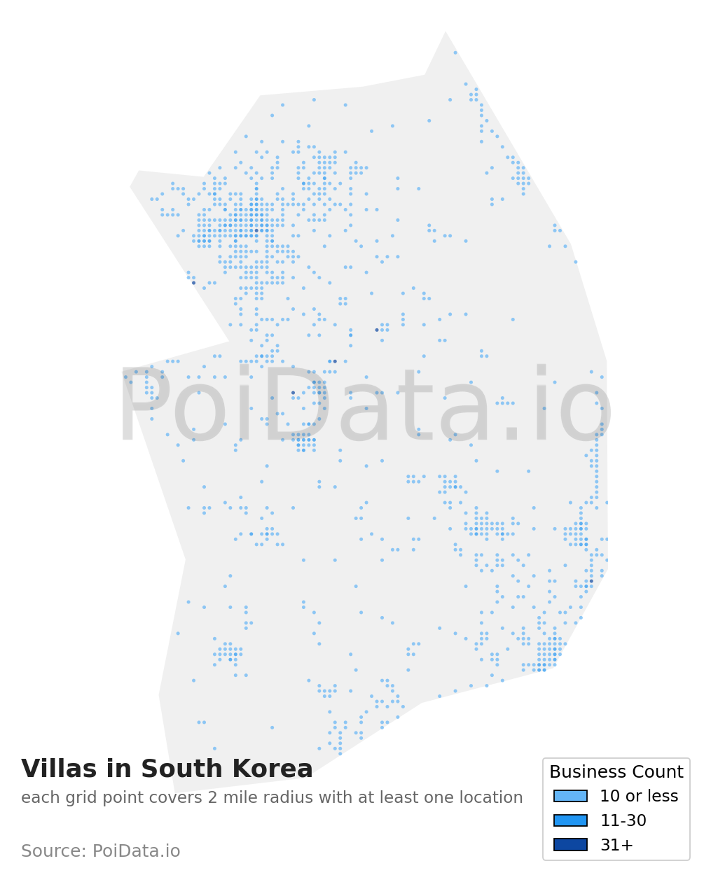 Villa density map for South Korea