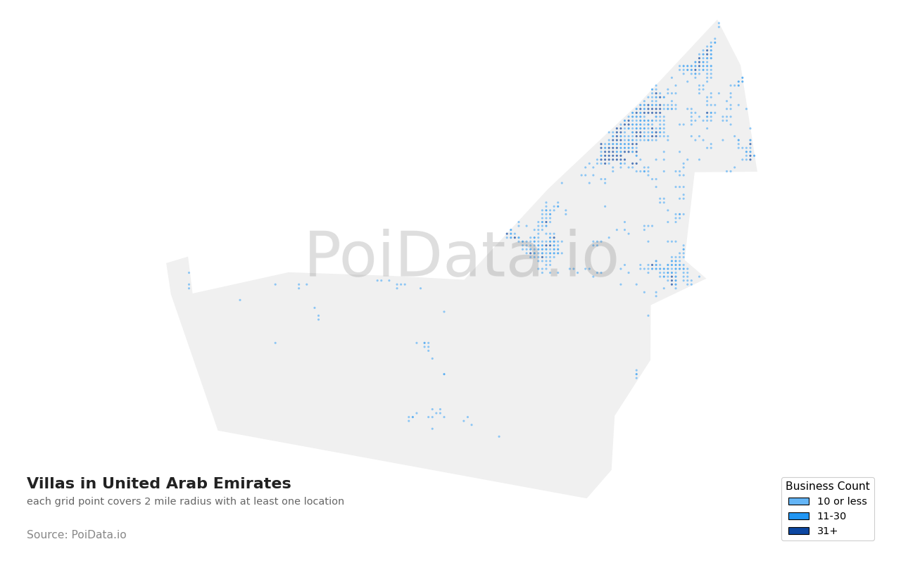 Villa density map for United Arab Emirates