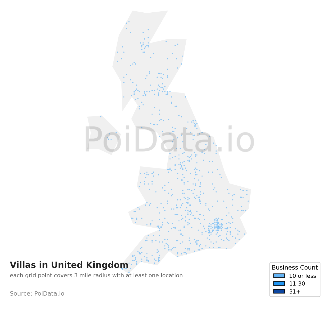 Villa density map for United Kingdom