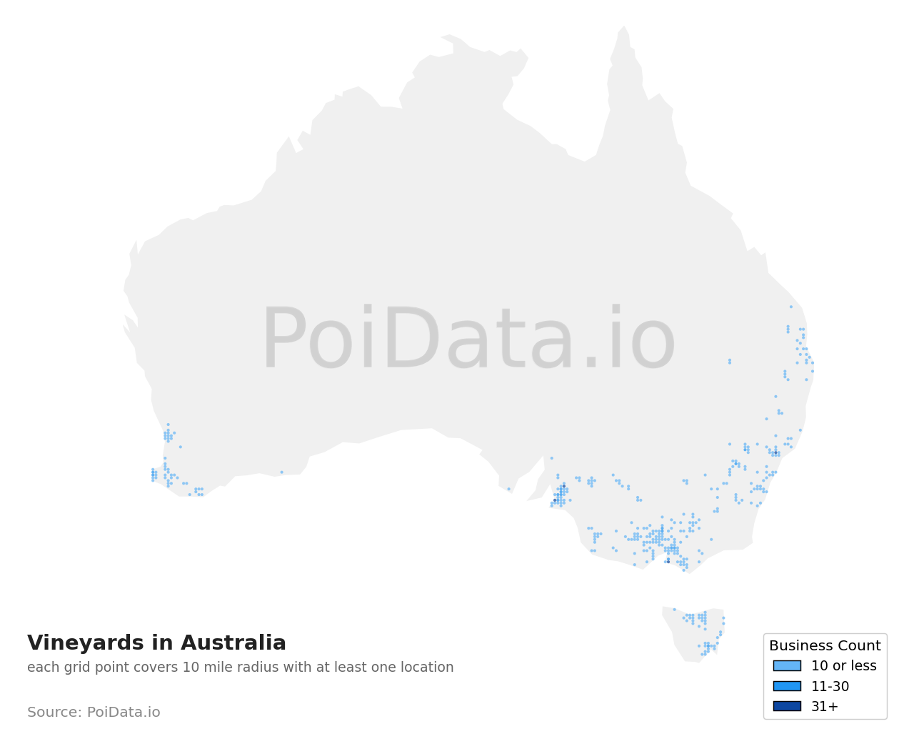 Vineyard density map for Australia