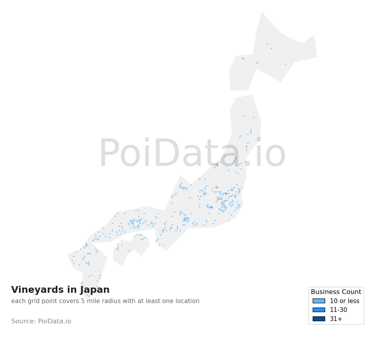 Vineyard density map for Japan