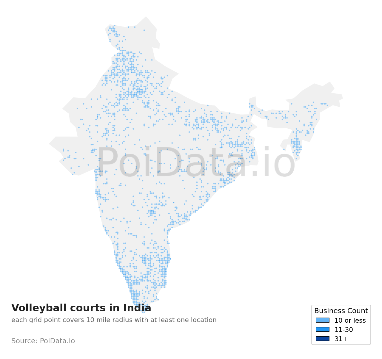 Volleyball court density map for India