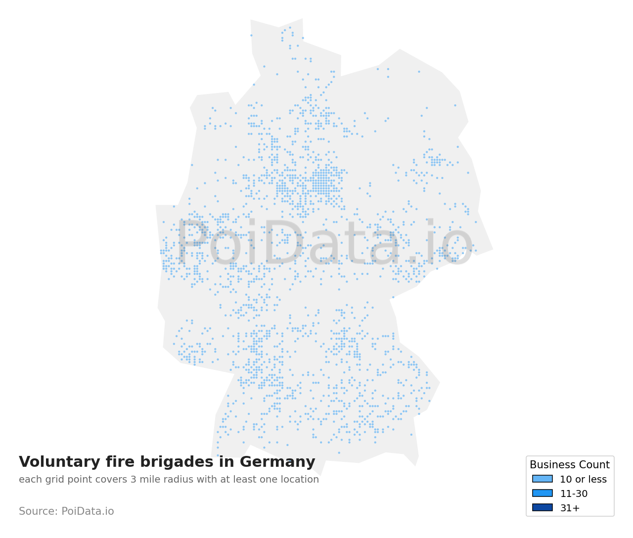 Voluntary fire brigade density map for Germany