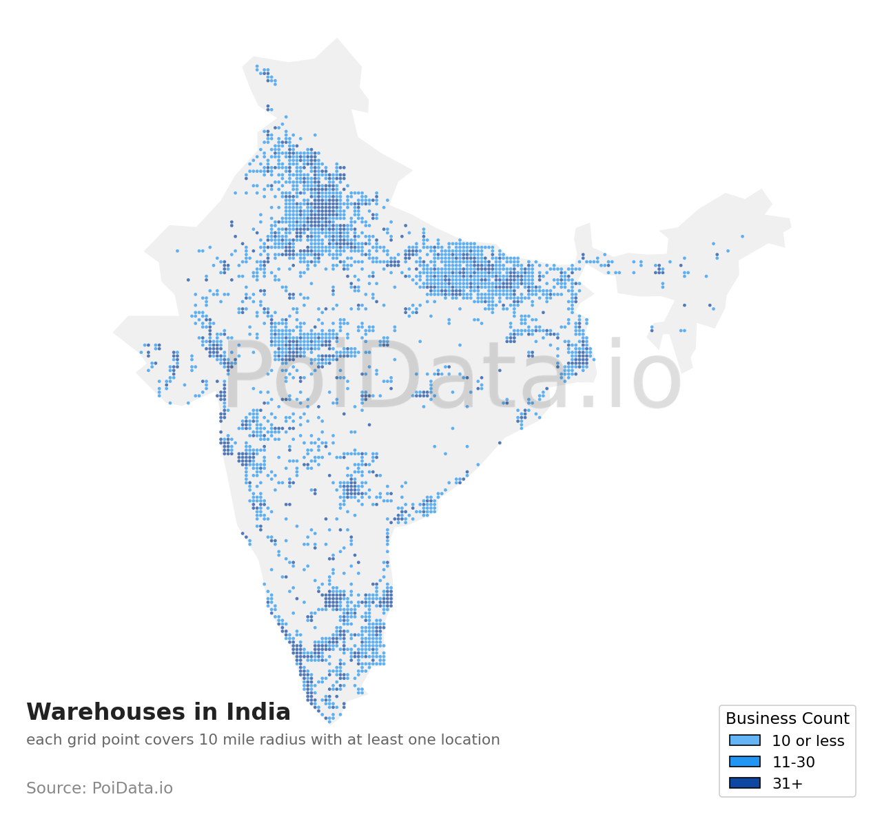 Warehouse density map for India