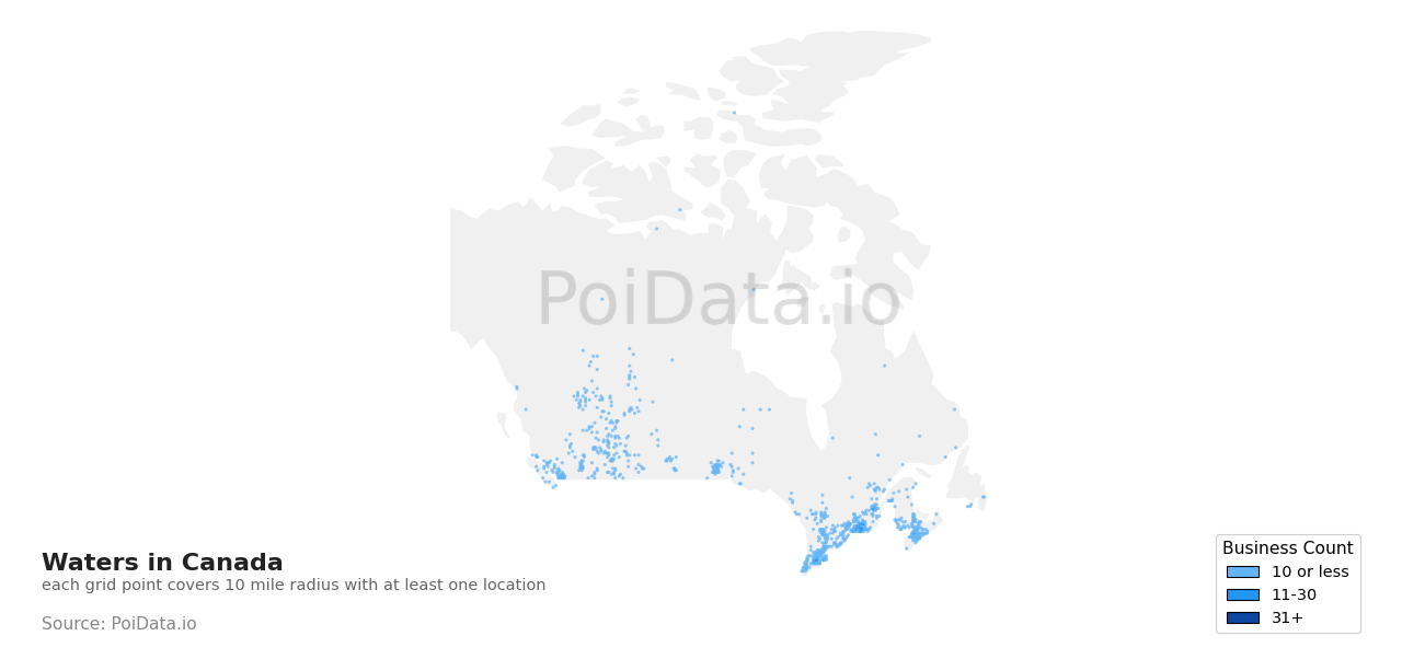 Water density map for Canada