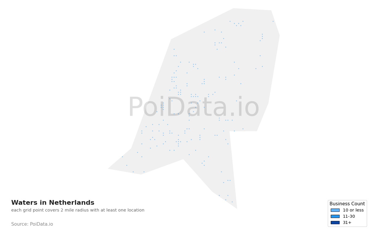 Water density map for Netherlands