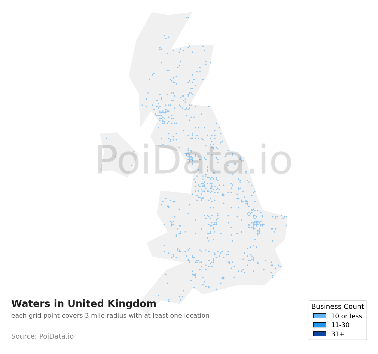Water density map for United Kingdom