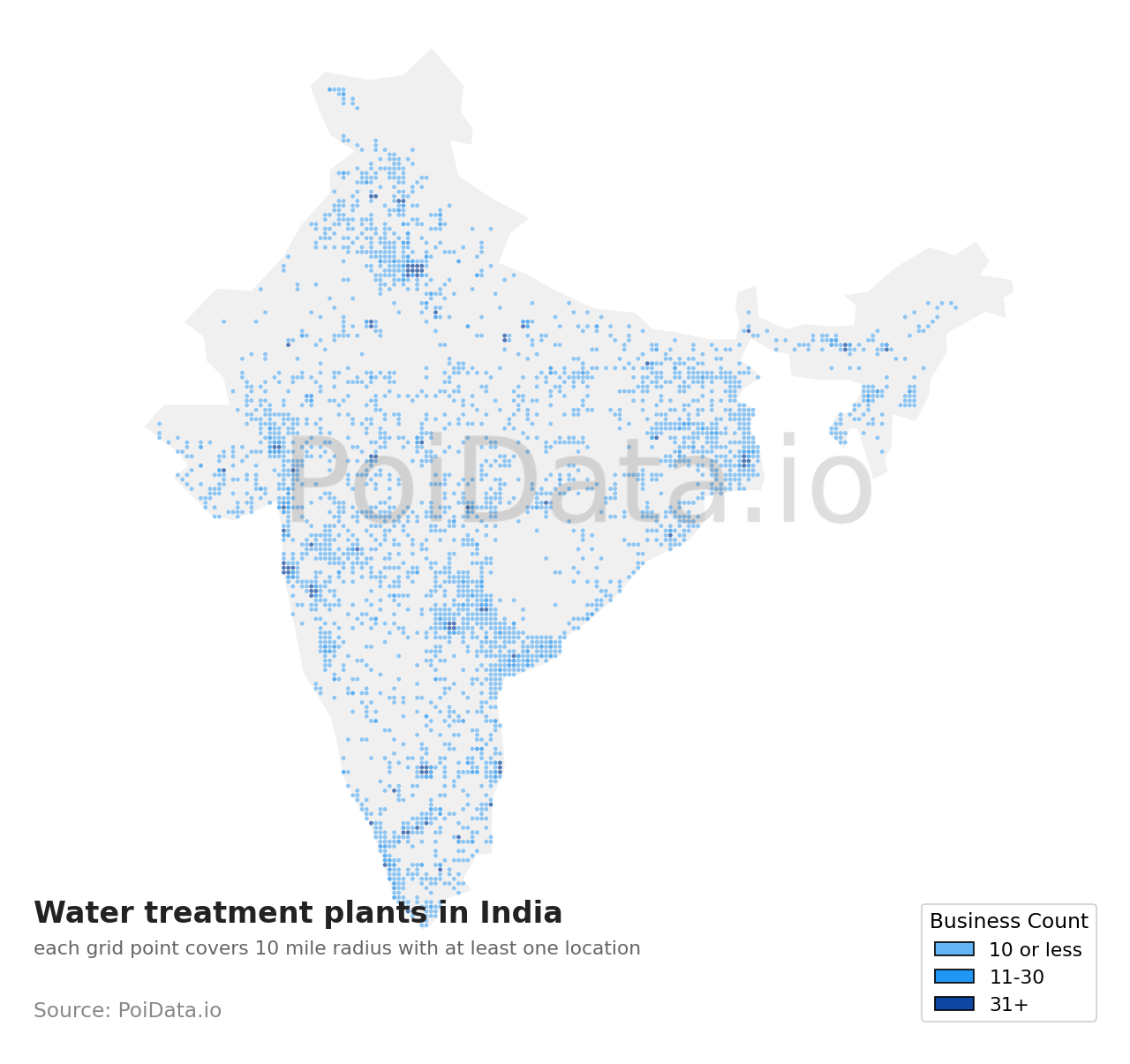 Water treatment plant density map for India